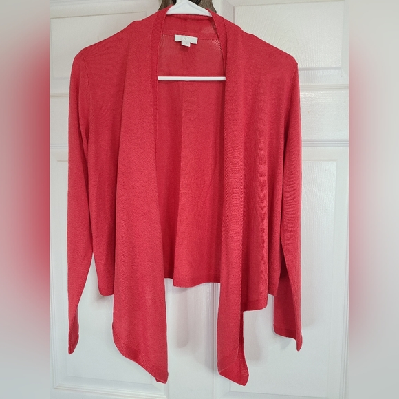 (508) J.Jill Woman's Open Sweater, Size: XS Petite Color: Red - Picture 4 of 16